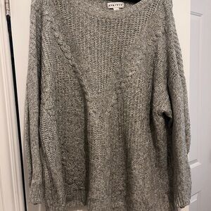 Ava & Viv 4X Heather Gray Cable Knit Sweater